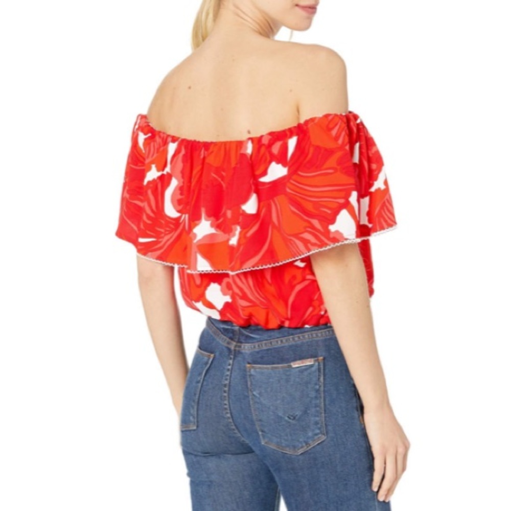 Trina Turk Terrace Silk-Lined Off The Shoulder Top - Picture 6 of 6